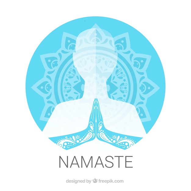 Vecteur gratuit mandala traditionnel et geste namaste