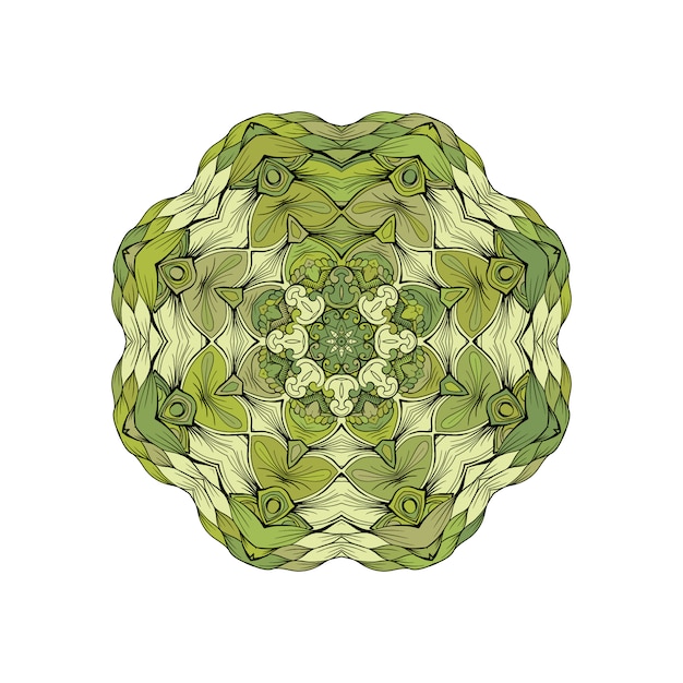 Vecteur gratuit mandala vert en forme de cercle de contour