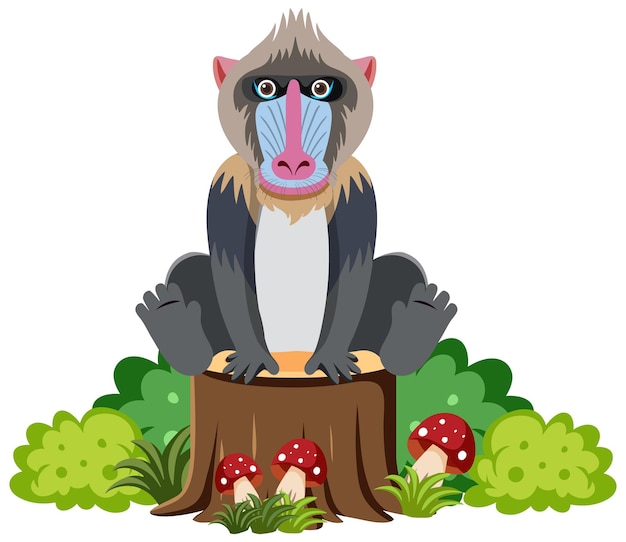 Vecteur gratuit mandrill mignon dans un style plat