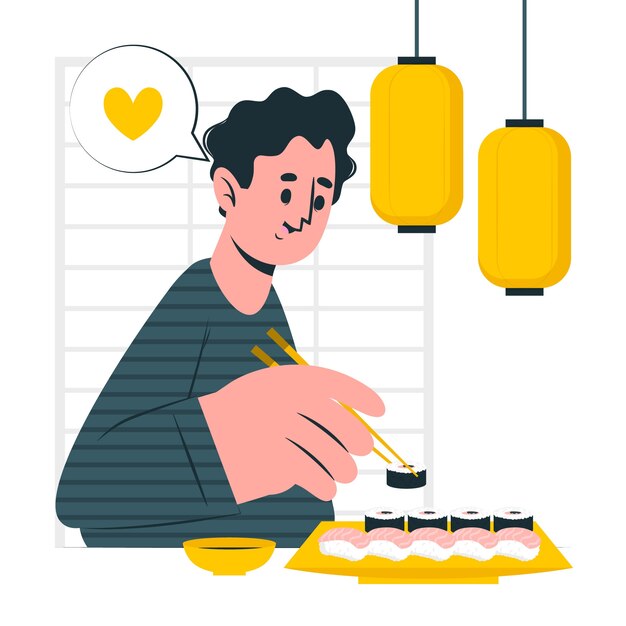 manger, sushi, concept, illustration