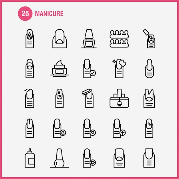 Manicure Line Icon Pack