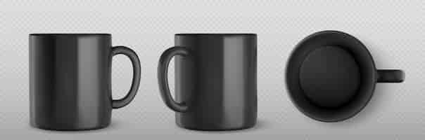 Vecteur gratuit maquette 3d d'une tasse noire pour le thé ou le café