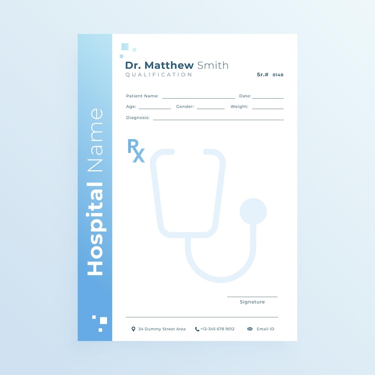Vecteur gratuit maquette de bloc-notes de prescription professionnelle rx pour vecteur de promotion d'entreprise