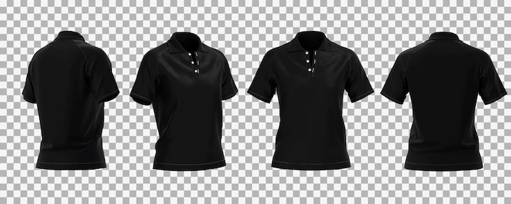 Vecteur gratuit maquette de polo noir femme dans une vue différente