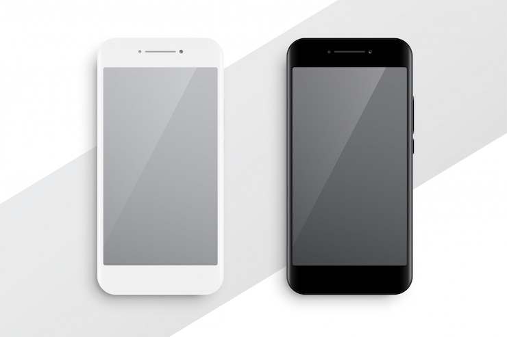 Vecteur gratuit maquette de smartphone noir et blanc