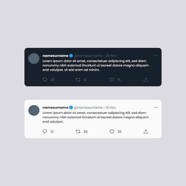 Vecteur gratuit maquette de tweet au design plat