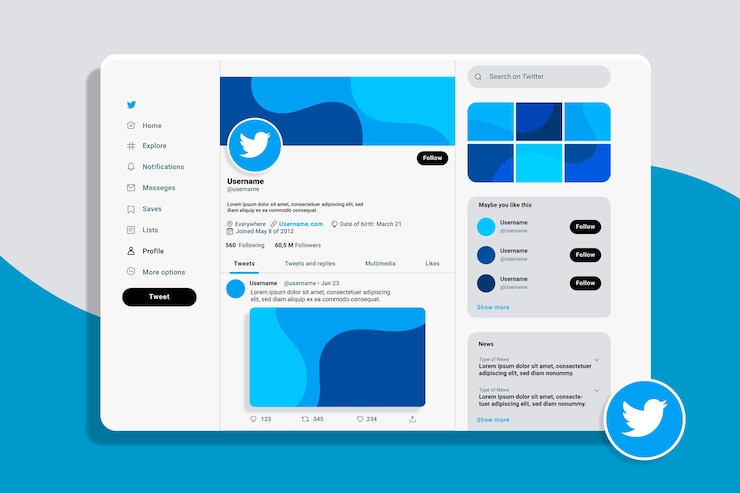 Vecteur gratuit maquette de tweet au design plat