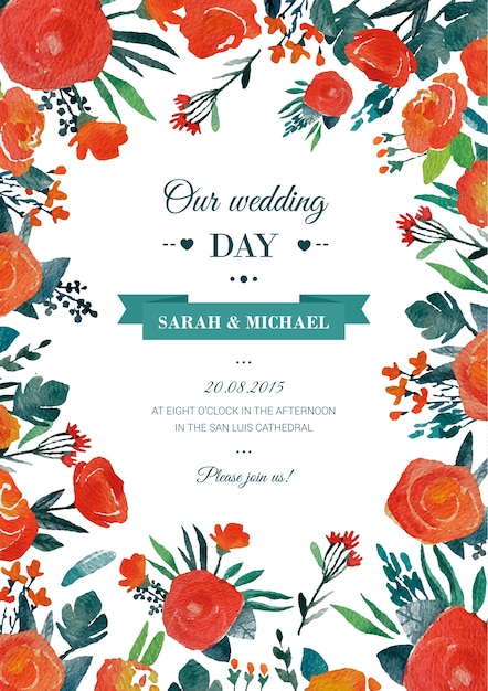 Mariage Floral Carte D'invitation