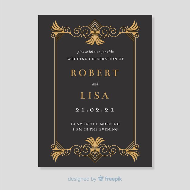 Mariage rétro modèle d'invitation
