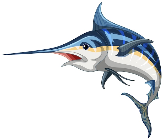 Vecteur gratuit marlin bleu de l'atlantique sur fond blanc