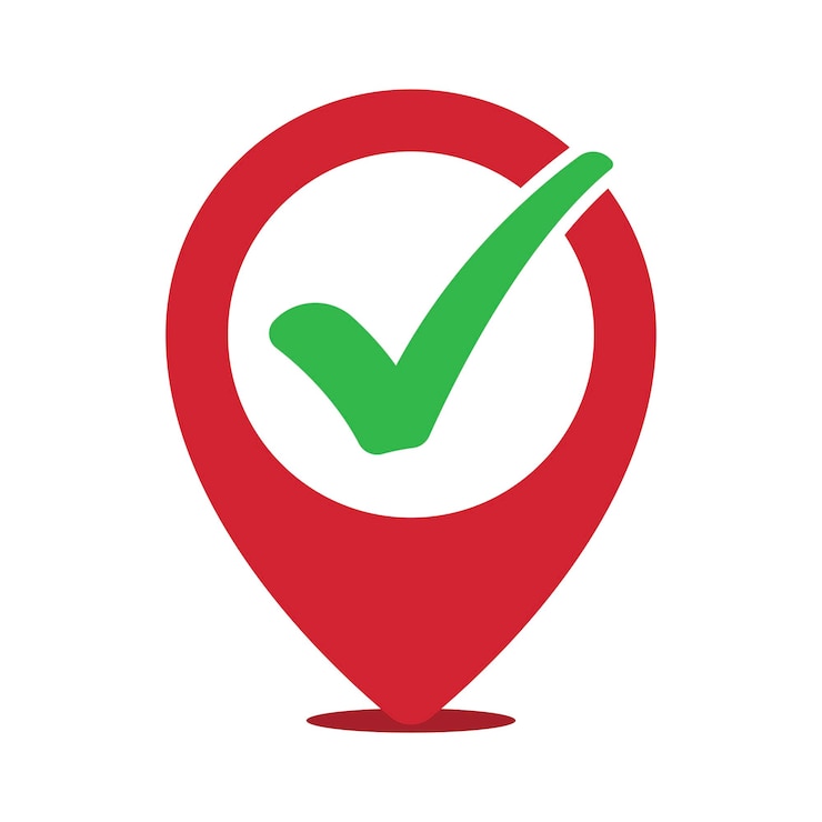 Vecteur gratuit marque de vérification de la pinne de l'emplacement