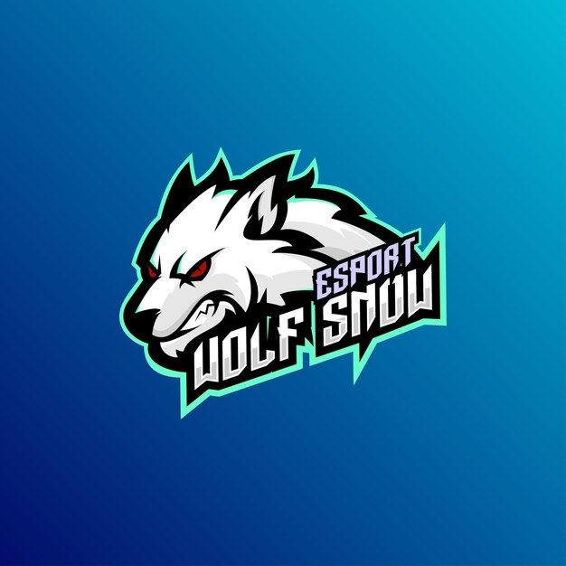 Mascotte de conception d'équipe esport logo neige loup