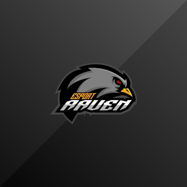 Vecteur gratuit mascotte de conception d'esport de jeu de logo d'équipe de corbeau