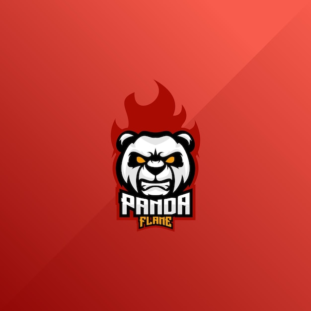 Vecteur gratuit mascotte de conception esport logo panda flamme