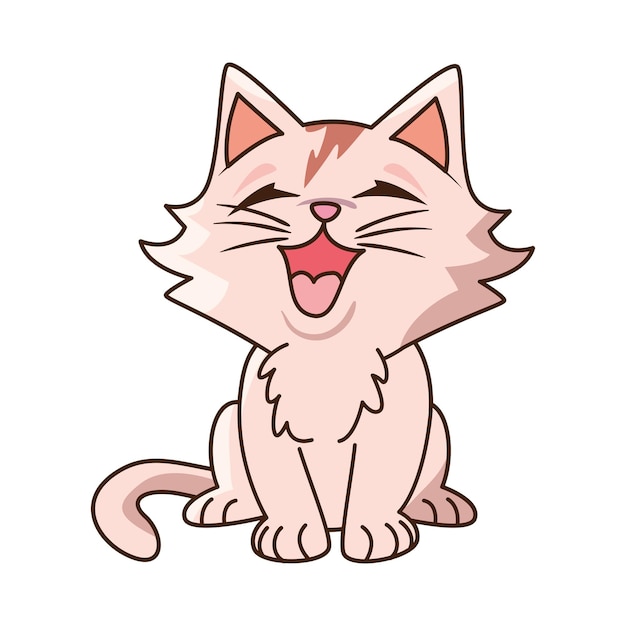 Vecteur gratuit la mascotte du chat heureuse illustration isolée
