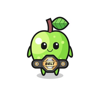 Mascotte de pomme verte mma fighter avec une ceinture