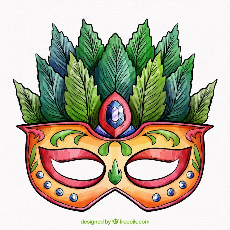 Vecteur gratuit masque de carnaval brésilien aquarelle