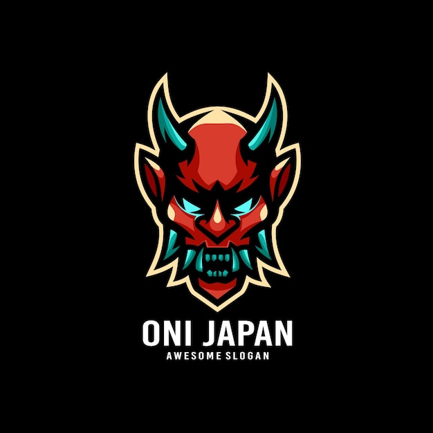 Vecteur gratuit masque oni japon mascotte illustration logo design vecteur