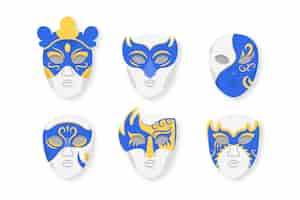 Vecteur gratuit masques de carnaval vénitien 2d