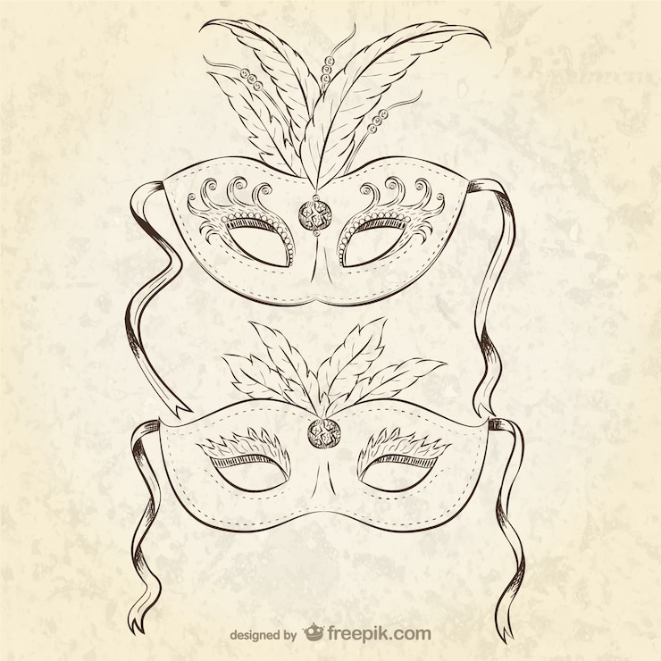 Vecteur gratuit masques de carnaval vintage