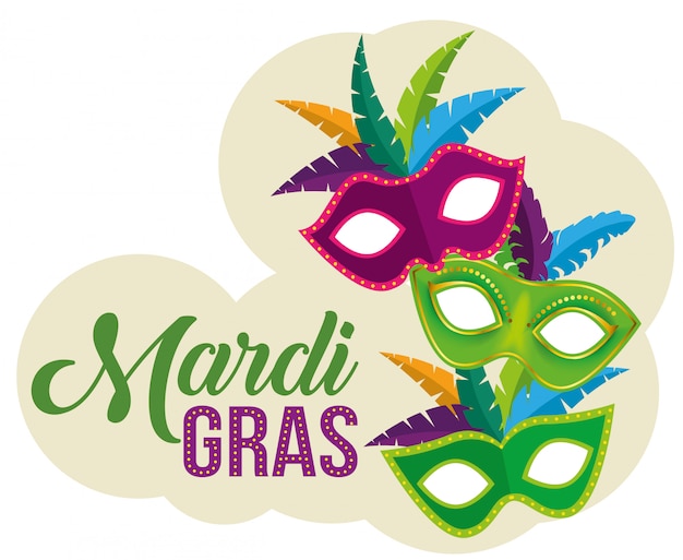 Vecteur gratuit masques de fête avec célébration du mardi gras