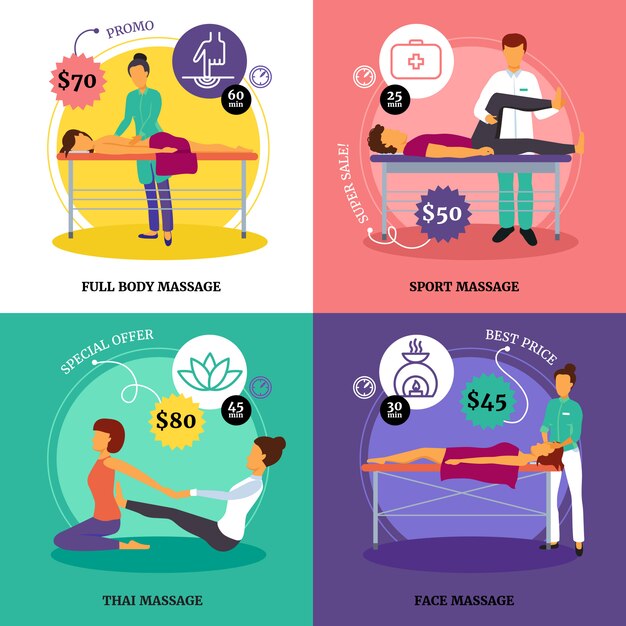 Vecteur gratuit massage concept icons set