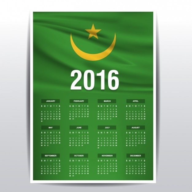 Vecteur gratuit mauritanie calendrier 2016