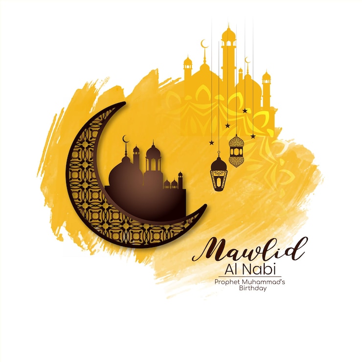 Vecteur gratuit mawlid al nabi festival islamique salutation fond design vecteur