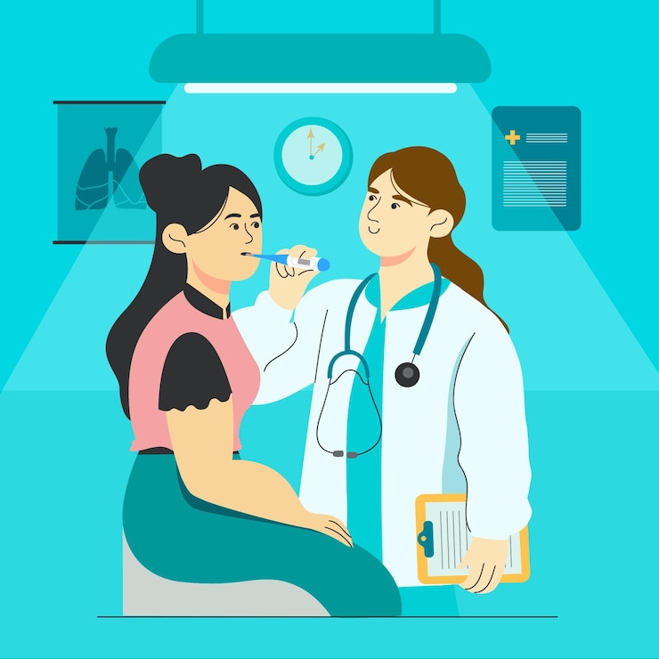 Vecteur gratuit médecin examinant un patient illustré