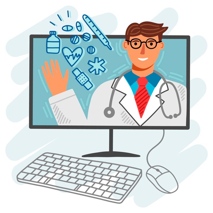 Vecteur gratuit médecin en ligne illustré