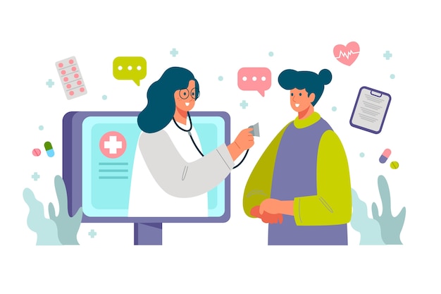 Médecin en ligne vérifiant le patient