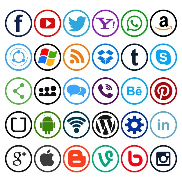 Les Médias Sociaux Icon Set