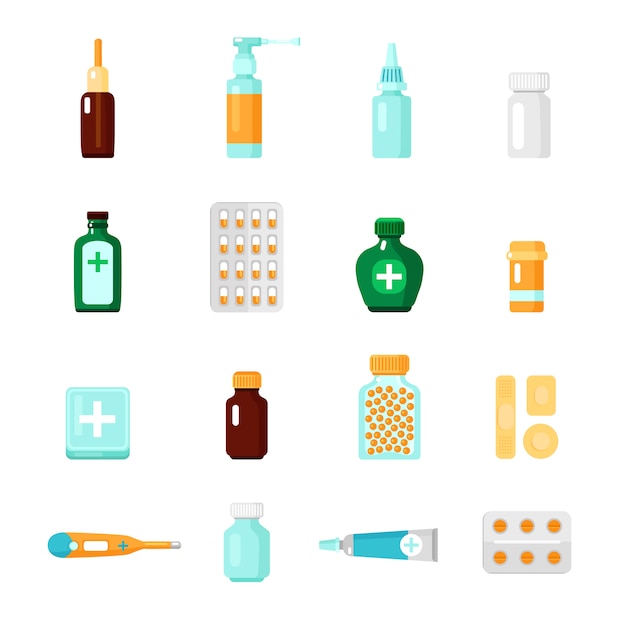 Vecteur gratuit médicaments icon set