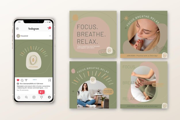 Méditation et pleine conscience Instagram posts