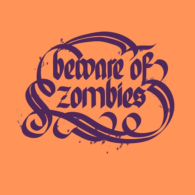 Vecteur gratuit méfiez-vous des lettres typographiques de zombies