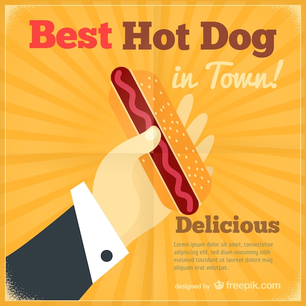 Vecteur gratuit meilleure affiche vintage de hot-dog