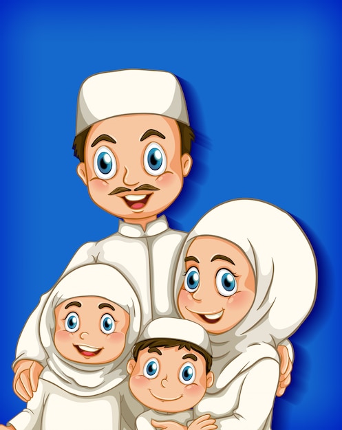 membre de la famille sur fond dégradé de couleur de personnage de dessin animé