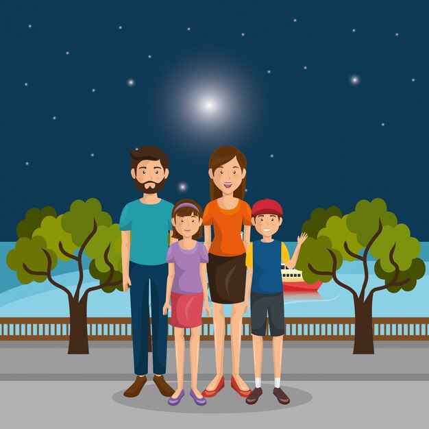 membres de la famille à l&#39;extérieur des personnages