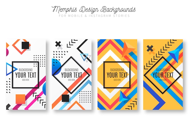 Vecteur gratuit memphis design backgrounds pour mobile & instagram stories