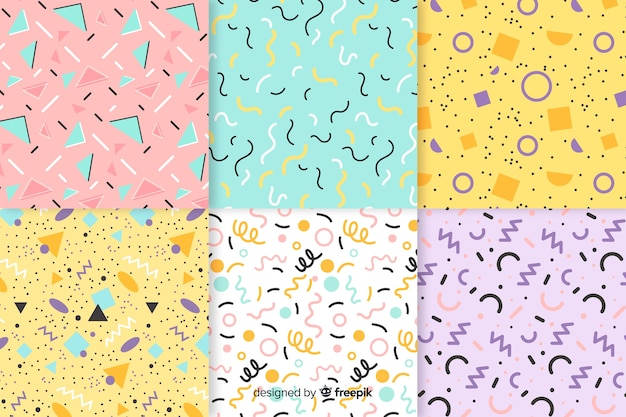 Memphis Seamless Pattern Set