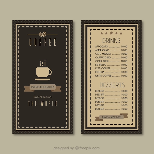 Vecteur gratuit menu de la cafétéria vintage