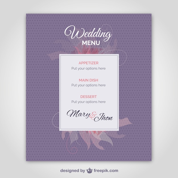 Vecteur gratuit menu carte de mariage