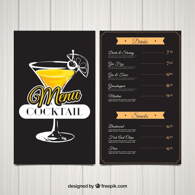 Menu De Cocktails Noir Moderne