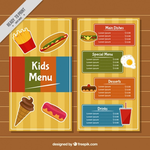 Menu Colorful Enfant Avec Des Rayures Fond