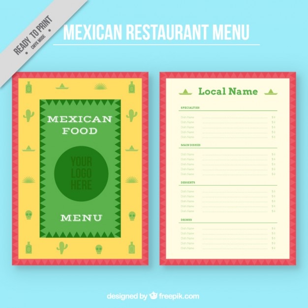 Vecteur gratuit menu cuisine mexicaine avec un cadre rouge