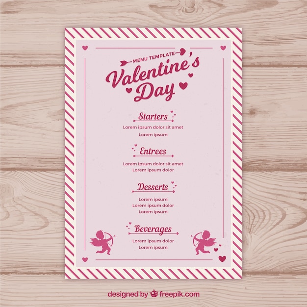 Vecteur gratuit menu du jour de la saint-valentin