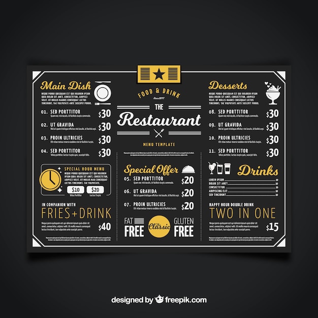 Menu Du Restaurant, Couleur Noire