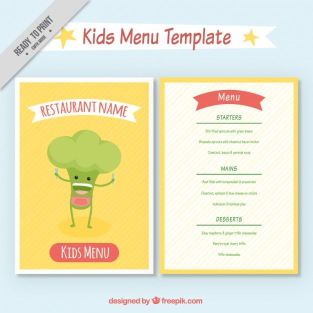 Menu Enfant Agréable Avec Une Belle Brocoli