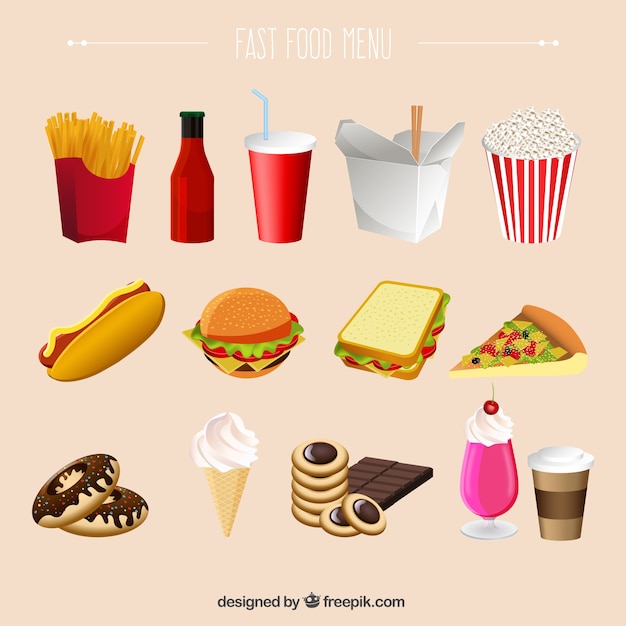 Vecteur gratuit menu fast-food