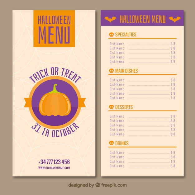 Menu De Halloween Avec Un Style Moderne